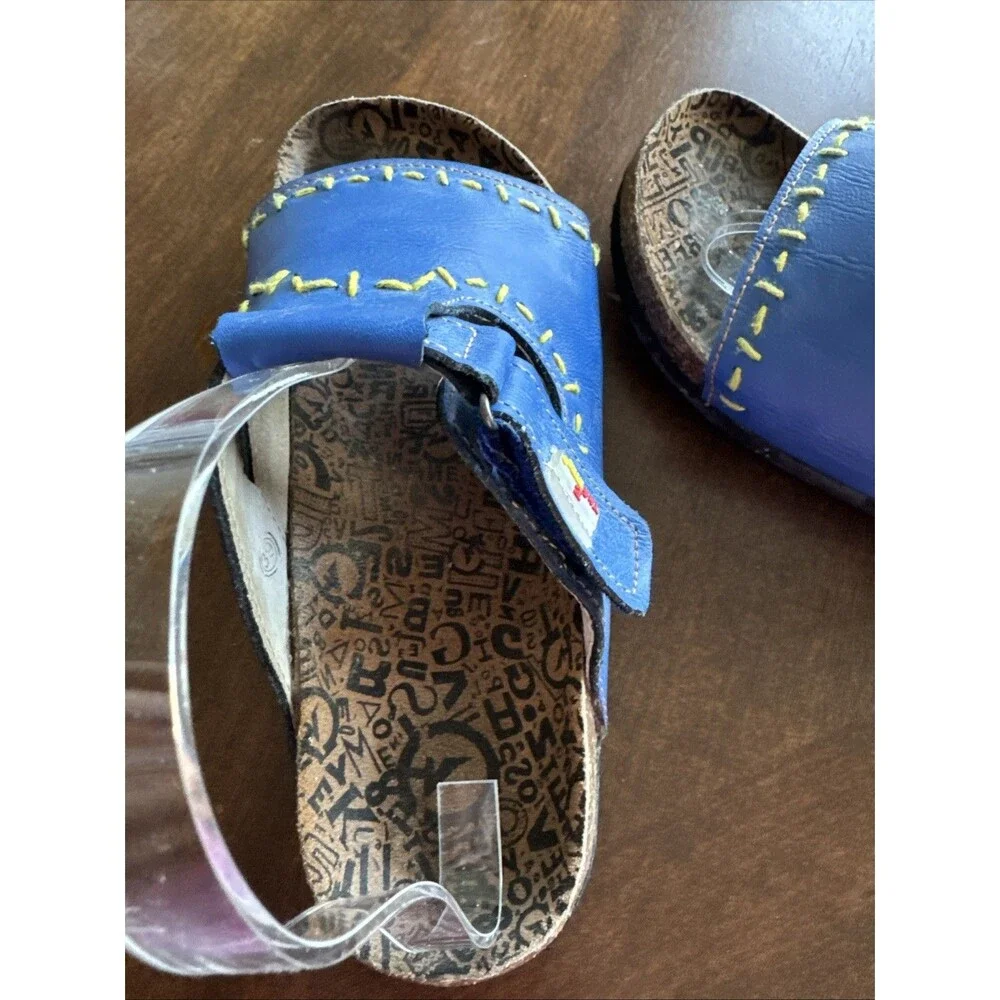 TMA EYES | Blue Leather Stitch-Accent Sandal - Women Size 8.5